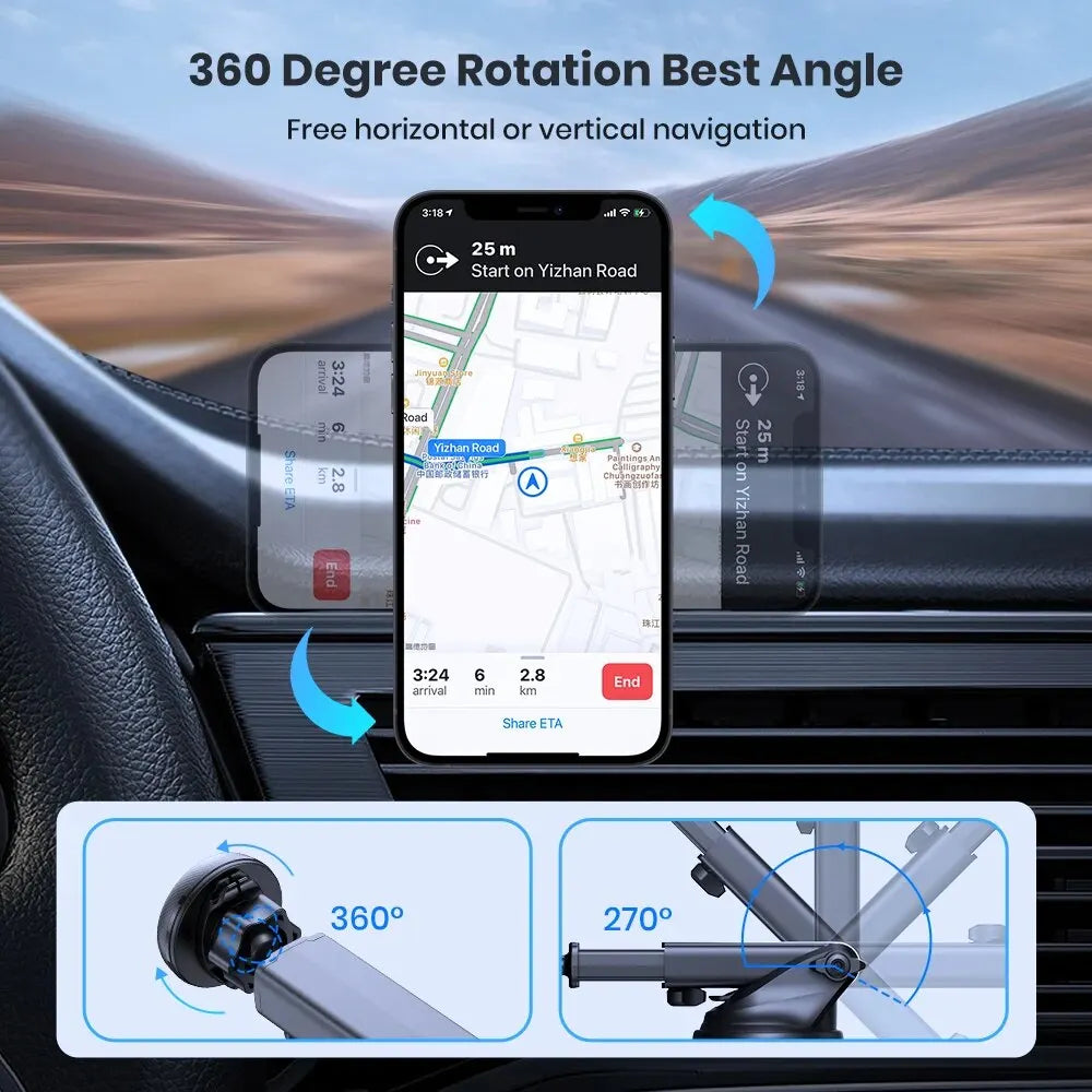 TOPK Magnetic Car Phone Mount; N52 Strong Magnet Dashboard Windshield