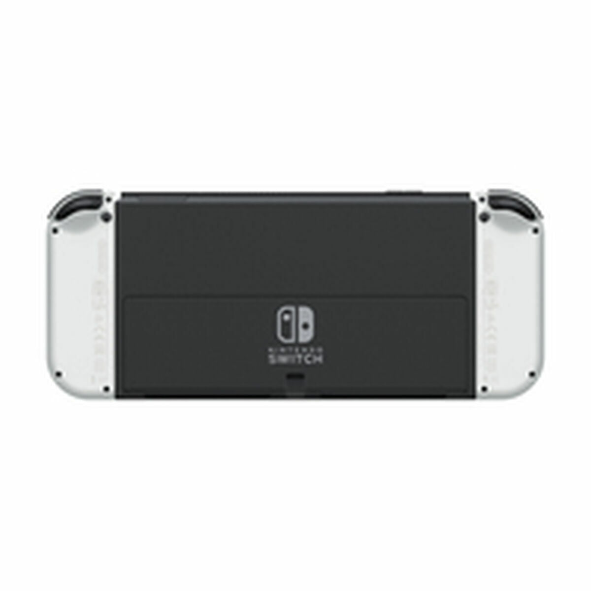 Black Nintendo Switch console with silver accents on a white background
