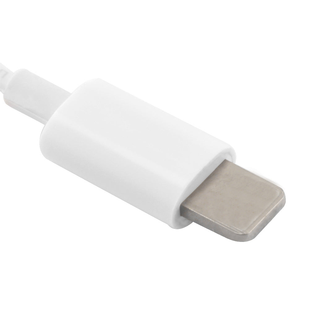 Close-up of a white USB-C cable connector on a white background