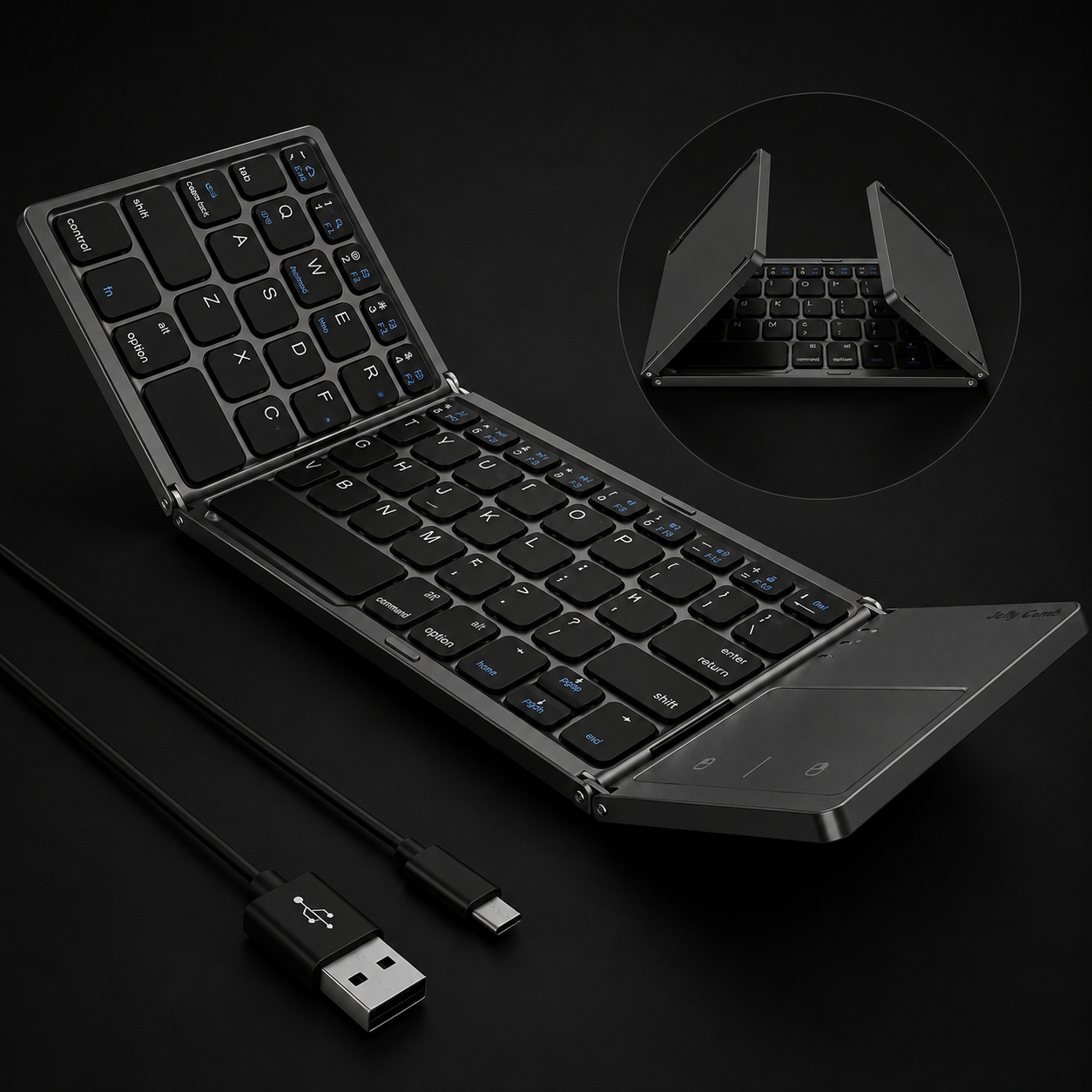 Foldable Bluetooth Keyboard, Dual Mode USB Wired & Bluetooth Keyboard