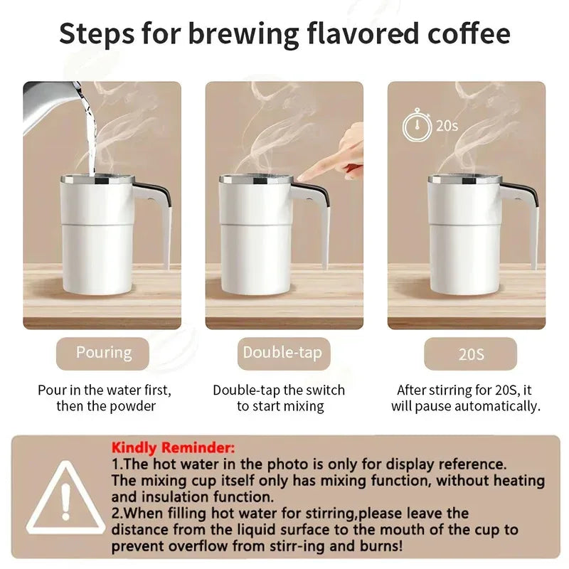 Self-Stirring Electric Coffee Mug – 380ml, Waterproof (IP67)