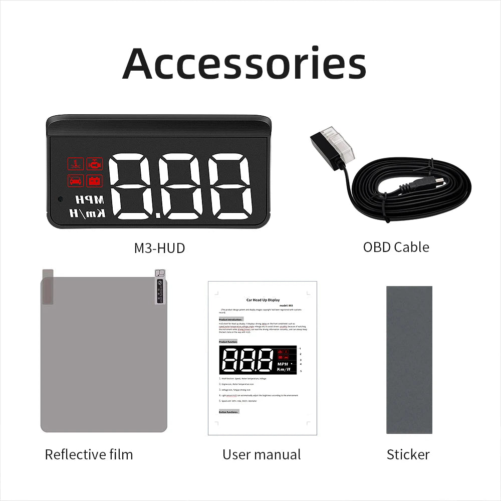 M3 HUD Obd2 Display On-board Computer Car Head-up display Windshield