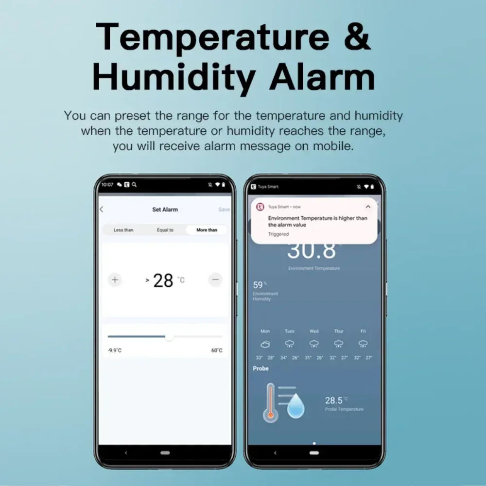 Tuya WiFi Temperature Humidity Sensor With External Probe for Smart