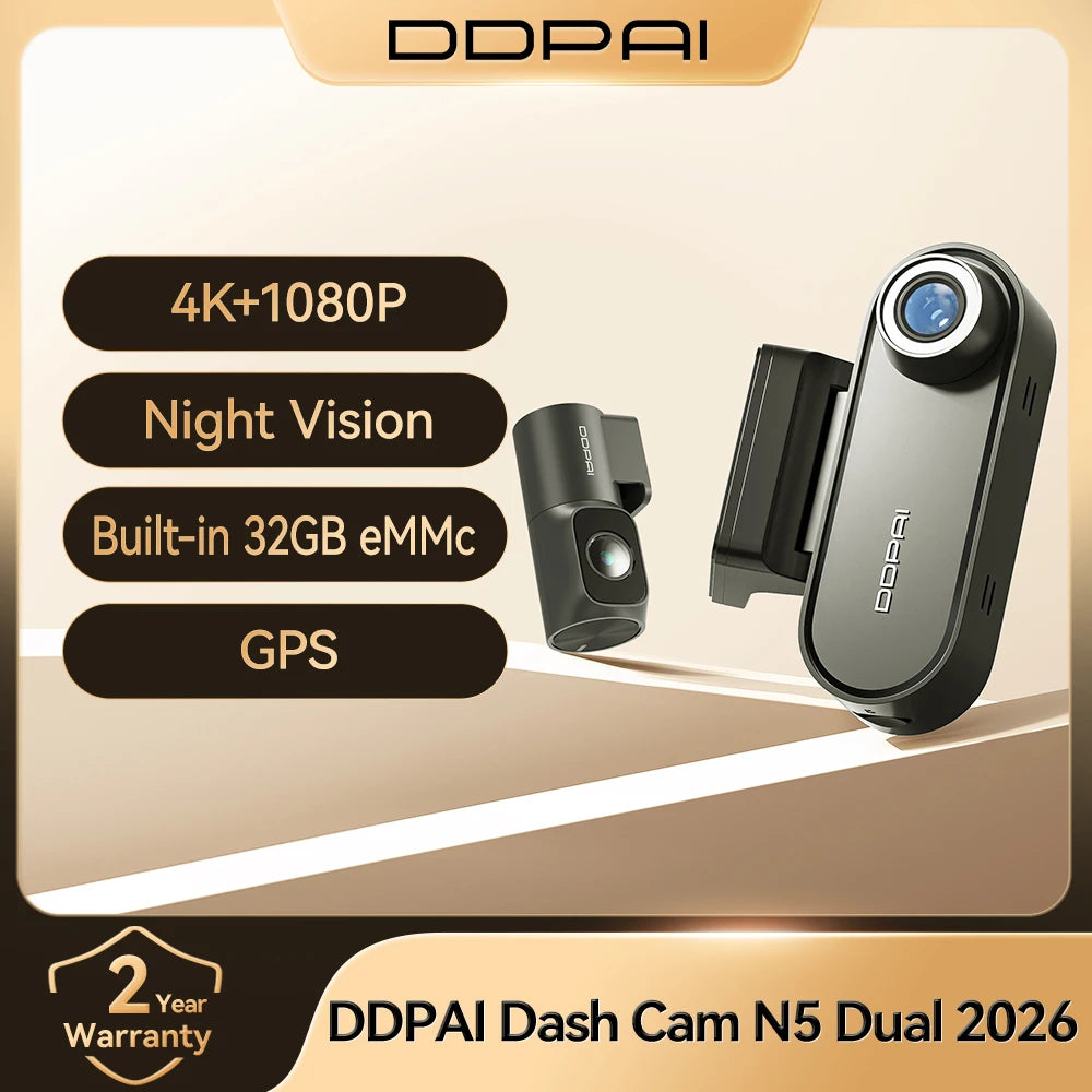 DDPAI N5 Dual 4K HDR Dash Cam Front Rear AI NightVIS Camera WiFi 6 GPS