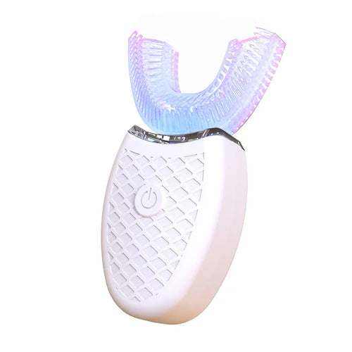 White and purple dental device on a white background