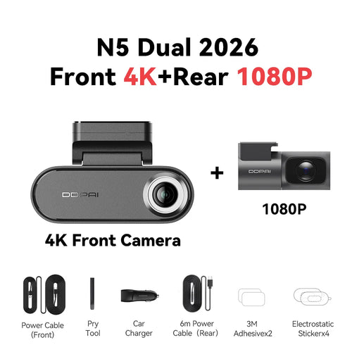 DDPAI N5 Dual 4K HDR Dash Cam Front Rear AI NightVIS Camera WiFi 6 GPS