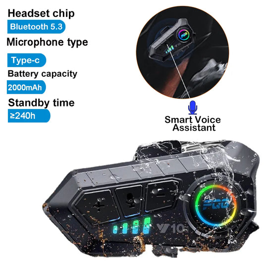 Headset with Bluetooth 5.3, Type-C microphone, 2000mAh battery, >240h standby time, and smart voice assistant on a white background.
