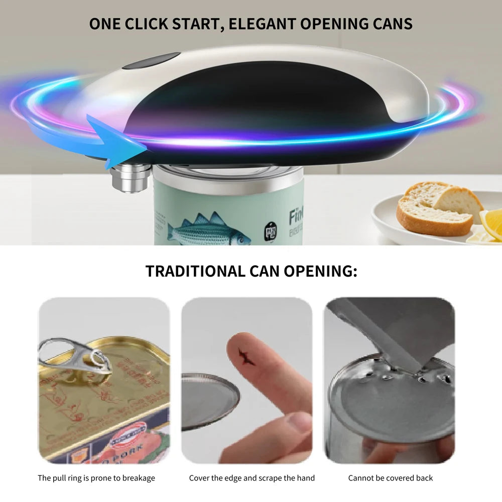 Electric Can Opener Automatic Jar Opener Portable Rechargeable Kitchen