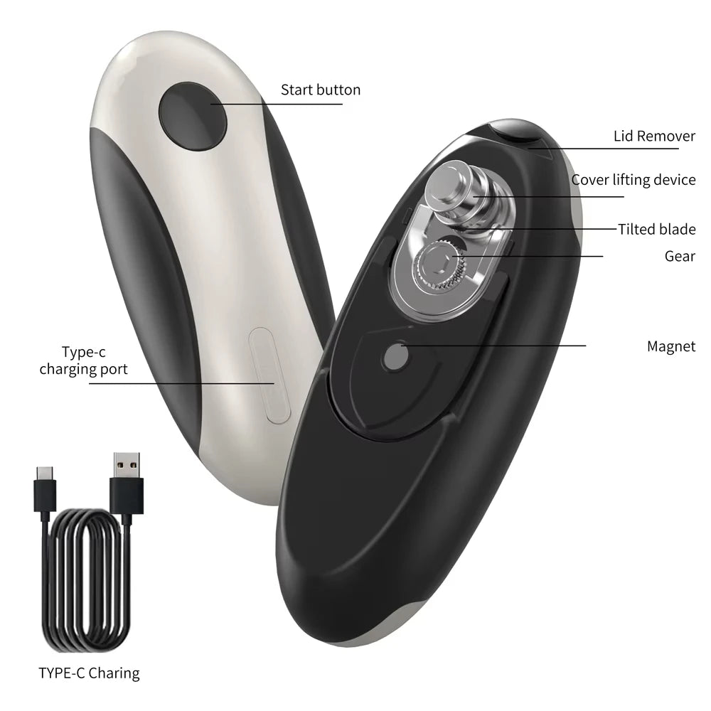 Electric Can Opener Automatic Jar Opener Portable Rechargeable Kitchen