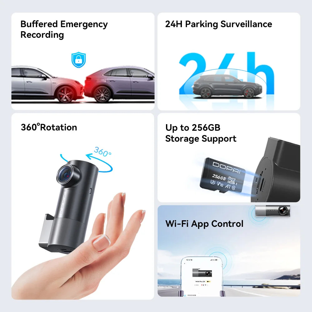 DDPAI MINI Pro 2K Dash Cam WiFi Car DVR Night Vision Smart Voice