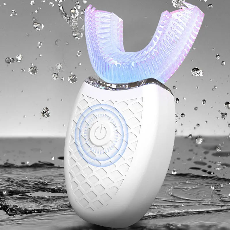 White dental device with a colorful top on a water background