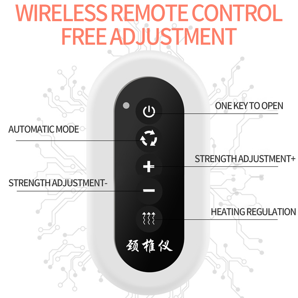 Wireless remote control with labeled buttons on a white background