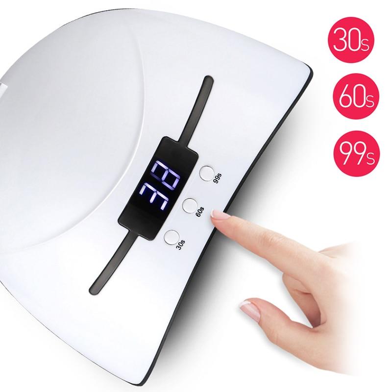 Digital scale with a hand pressing a button, displaying time options on a white background.