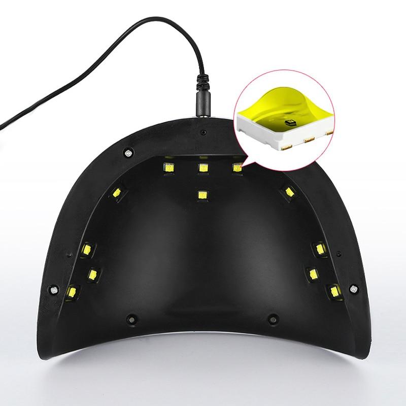 Black LED light panel with yellow lights on a white background