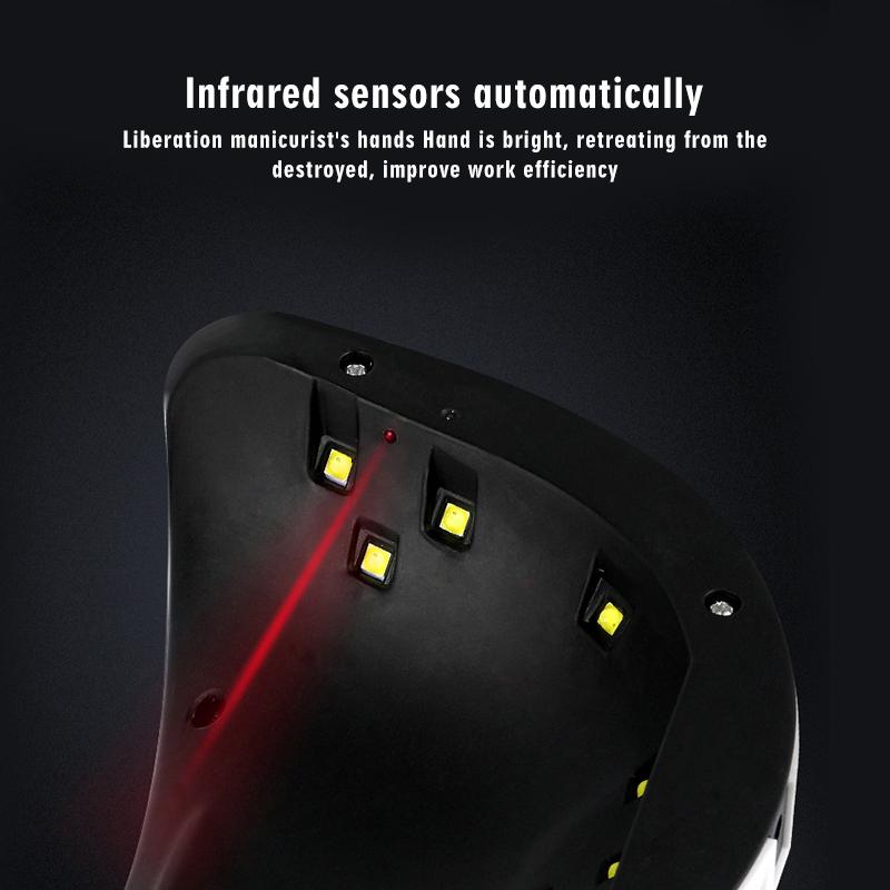 Infrared sensors on a black background with text about work efficiency.